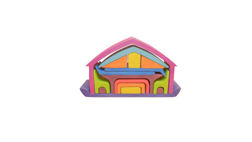 Waldorf Wooden Purple Roof House Toy Default Title