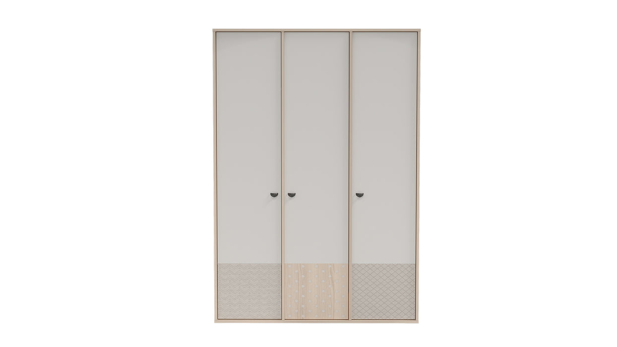 Natural 3 Doors Wardrobe White - Grey - Oak