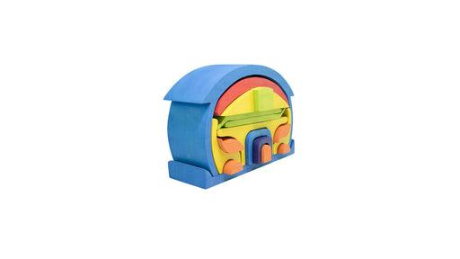 Waldorf Wooden Blue Roof House Toy Default Title